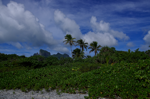 Motu Ome, pension Alice et Raphaël, vue sur Bora Bora, avril 2013